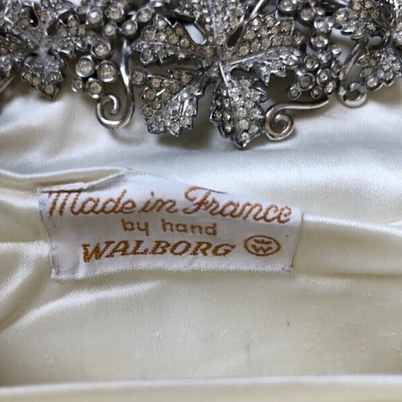 Vintage 50s Walborg Microbeaded Rhinestones Clutch France - Picture 13 of 14